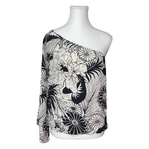 Kenneth Cole Silk Black & White Floral Top